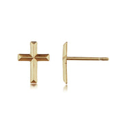 14 Karat Yellow Stud Cross Earrings