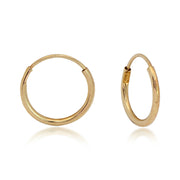 14 Karat Yellow Small 10mm Endless Hoop Earrings