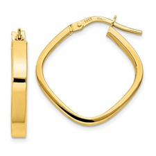 14 Karat Yellow Gold Flat Edge Square Hoop Earrings