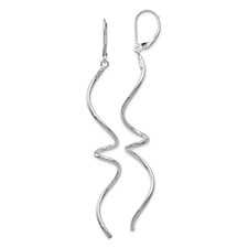 14 Karat White Gold Twisted Leverback Dangle Earrings