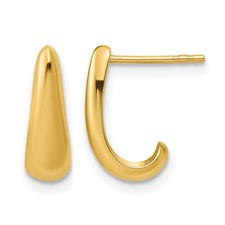 14 Karat Yellow Gold Small J Hoops