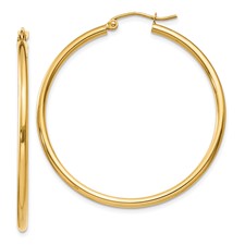 14 Karat Yellow Gold Lightweight 2.0 mm X 40 mm Large Hoops