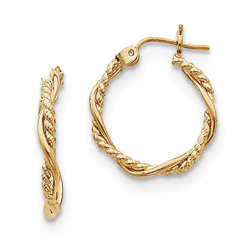 14 Karat Yellow Gold Twist Hoop Earrings