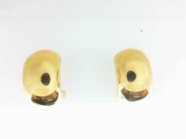 Estate 14 Karat Yellow Gold Wide hollow half hoop Earrings  (AS IS)