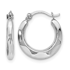 14 Karat White Gold Small Faceted Hoop Earrings