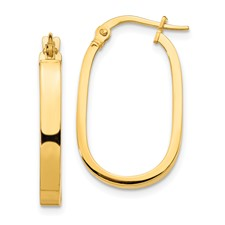 10 Karat Yellow Gold 3.0 mm Oval Hoop Earring