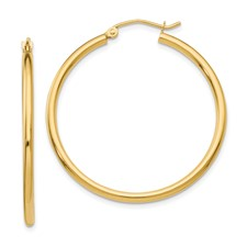 10 Karat Yellow Gold 2.0 Mm Lightweight Large Hoops