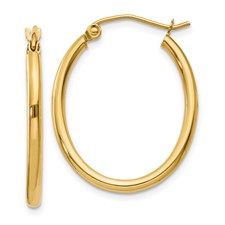 10 Karat Yellow Gold Oval Hoop Earrings