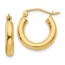 10 Karat Yellow Gold 3.0 mm Small Hoop Earrings