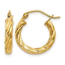 14 Karat Yellow Gold 2.75 Mm Twist Small Hoop