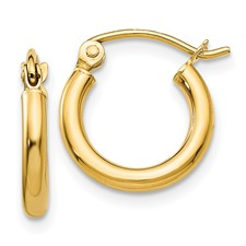 10 Karat Yellow Gold 2.0 Mm Light Weight Small Hoops