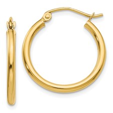 10 Karat Yellow Gold 2.0 Mm Light Weight Mediuml Hoops