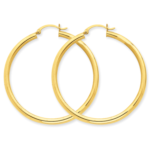 14 Karat Yellow Gold 3.0 Mm Large Hoop Earrings
Diameter: 45X3mm