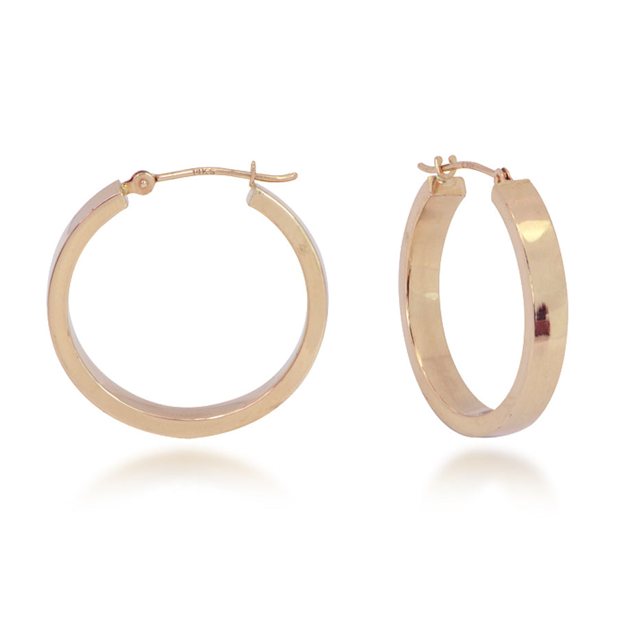 14K Yellow Gold 25mm Square Tube hoop Earrings