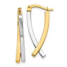 14 Karat White Gold And Yellow Gold Criss Cross Hoops
