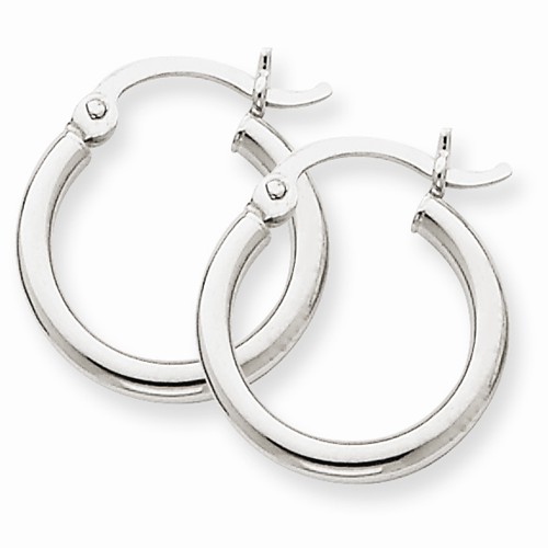 14 Karat White Gold Small Hoop Earrings