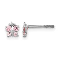 14 karat white gold pink CZ butterfly