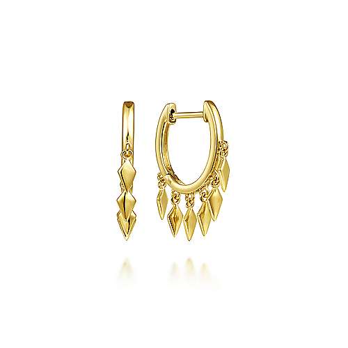 Gabriel & Co14 Karat Yellow Gold Huggies with Spike Drops