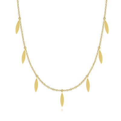 Gabriel & Co 14 Karat Yellow Gold Chain Necklace With Marquise Shaped Drops 24