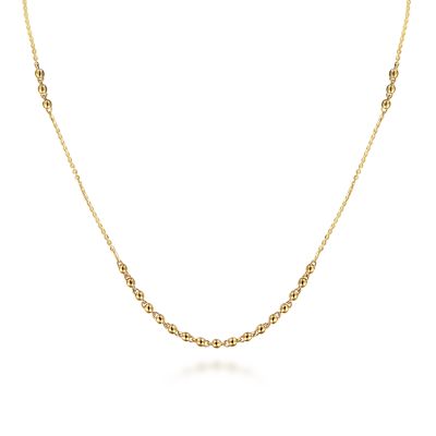 Gabriel & Co 14 Karat Yellow Gold Bujukan Beaded Station Necklace 18 Inch
