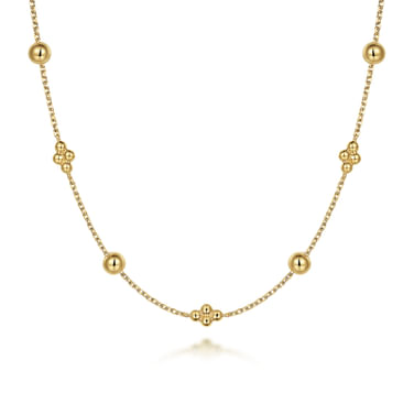 Gabriel & Co14 Karat Yellow Gold Bujukan Bead Station Necklace
Lenth : 17.5 Inches