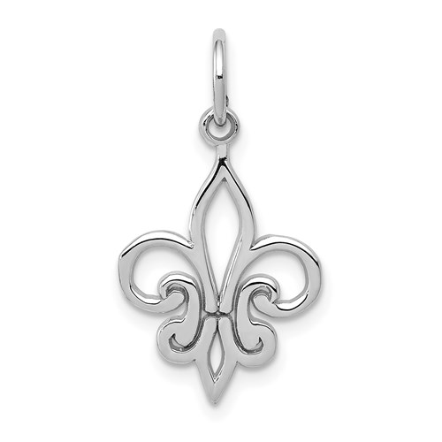 14 Karat White Gold Fleur De Lis Pendant On 18