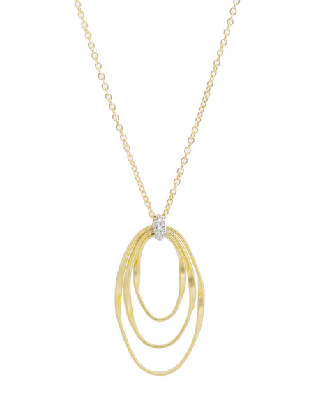 Marco Biceg® Marrakech Onde Collection 18K Yellow Gold and 0.03ctw Diamond Concentric Small Pendant-16.5 Inch (CG785-B)