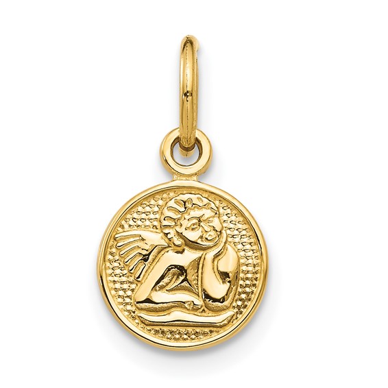 14 KaratYellow Gold Small Polished 13mm Angel Charm