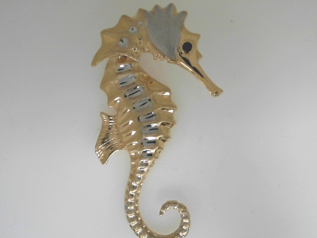 14 Karatw & White Gold Estate Seahorse Pendant Enhancer  With Emerald Eye
12.1 grams
Cabachon emerald eye 1.5 mm

Very Good Condition