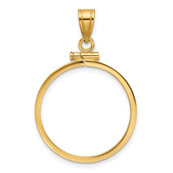 Estate 14 Karat Yellow Gold  Coin Bezel  Pendant 22 mm