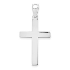 14 Karat White Gold Polished Cross Charm
