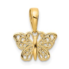 14 karat yellow gold filigree butterfly