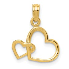 14 Karat Yellow Gold Double Heart Pendant