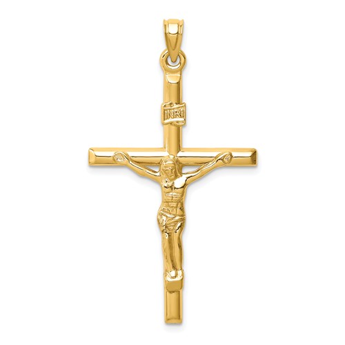 14 Karat Yellow Gold Hollow Crucifix