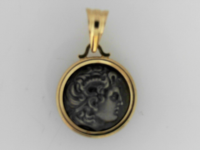 14 Karat Yellow Gold Bezel Pendant With Alexander the Great Coin
15mm