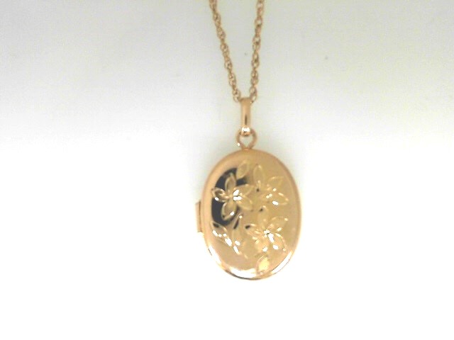 Estate 14 Karat Yellow Gold Oval Flower Locket Pendant Charm
Length: 24