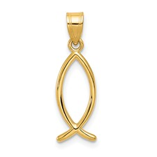 14 Karat Yellow Gold Ichtus Fish Pendant
