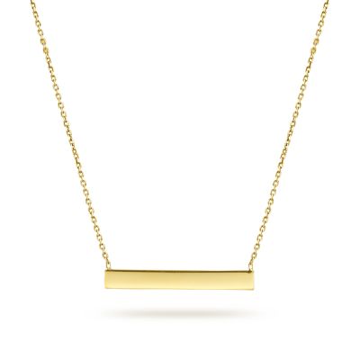 Gabriel & Co 14 Karat Yellow Gold Smooth Bar  Necklace
Length: 17.5