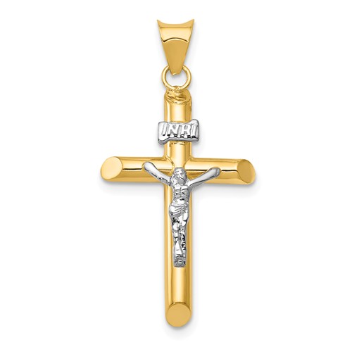 14 Karat Yellow And White Gold Hollow Crucifix
34.5 mm x16 mm