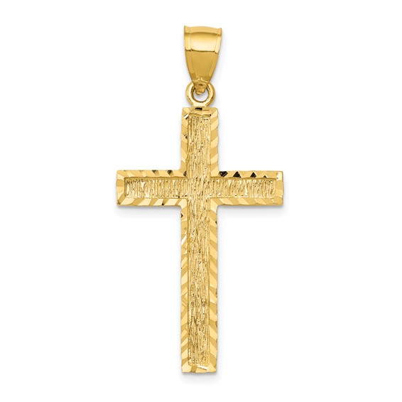 14 Karat Yellow Gold Solid Diamomd Cut Cross