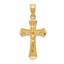 14 Karat Yellow Gold Diamond Cut Cruifix