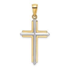 14 Karat Yellow And White Gold Cross