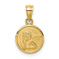 14 Karat Yellow Gold 10.0 Mm Angel Disc Charm