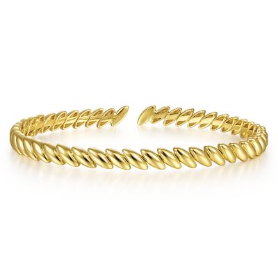 Gabriel & Co 14 Karat Yellow Gold Demure Gold Bangle Cuff size 6.5