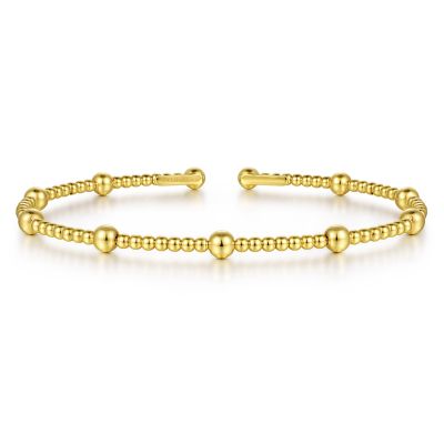 Gabriel & Co 14 Karat Yelllow Gold Open Beaded Bujukan Bangle