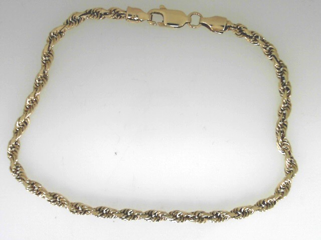 Estate 14 Karat Yellow Gold 2.8 mm Rope Bracelet  (AS IS)
Length: 7
