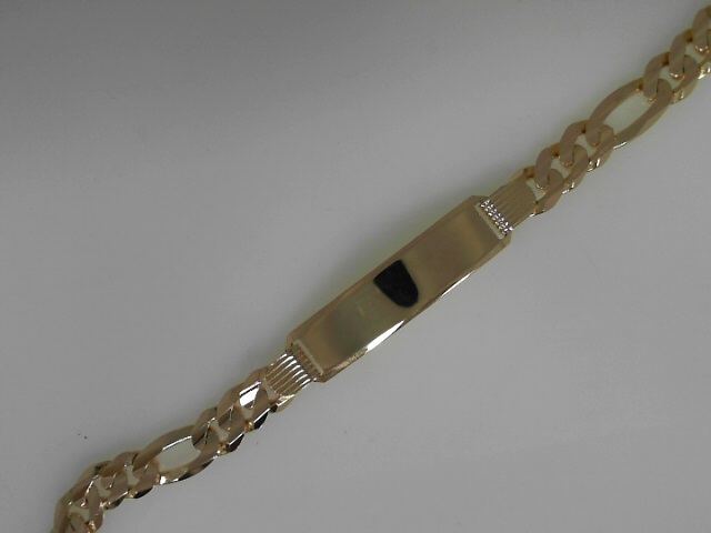 Estate Solid ID Figaro Link Bracelet 8