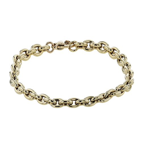 Simon G 18 Karat Yellow Gold  Fancy Semi Solid Cable Link Bracelet 
8 Inch