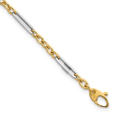 14 Karat Two Tone Gold Paperclip And Oval Link Bracelet 
7.5 Inch