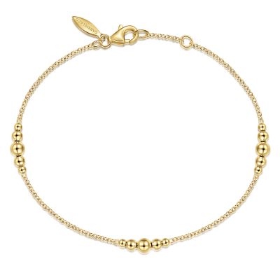 Gabriel & Co 14K Yellow Gold Chain Bracelet with Graduating Bead Stations
size 7 inch